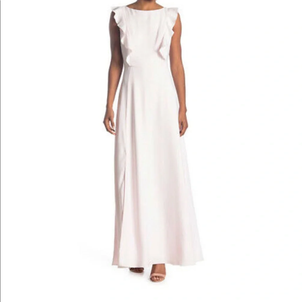 Ted Baker Ardenia Waterfall Ruffle Gown Nude SZ 4 US SIZE 12  ($395) NudePink - Picture 2 of 2